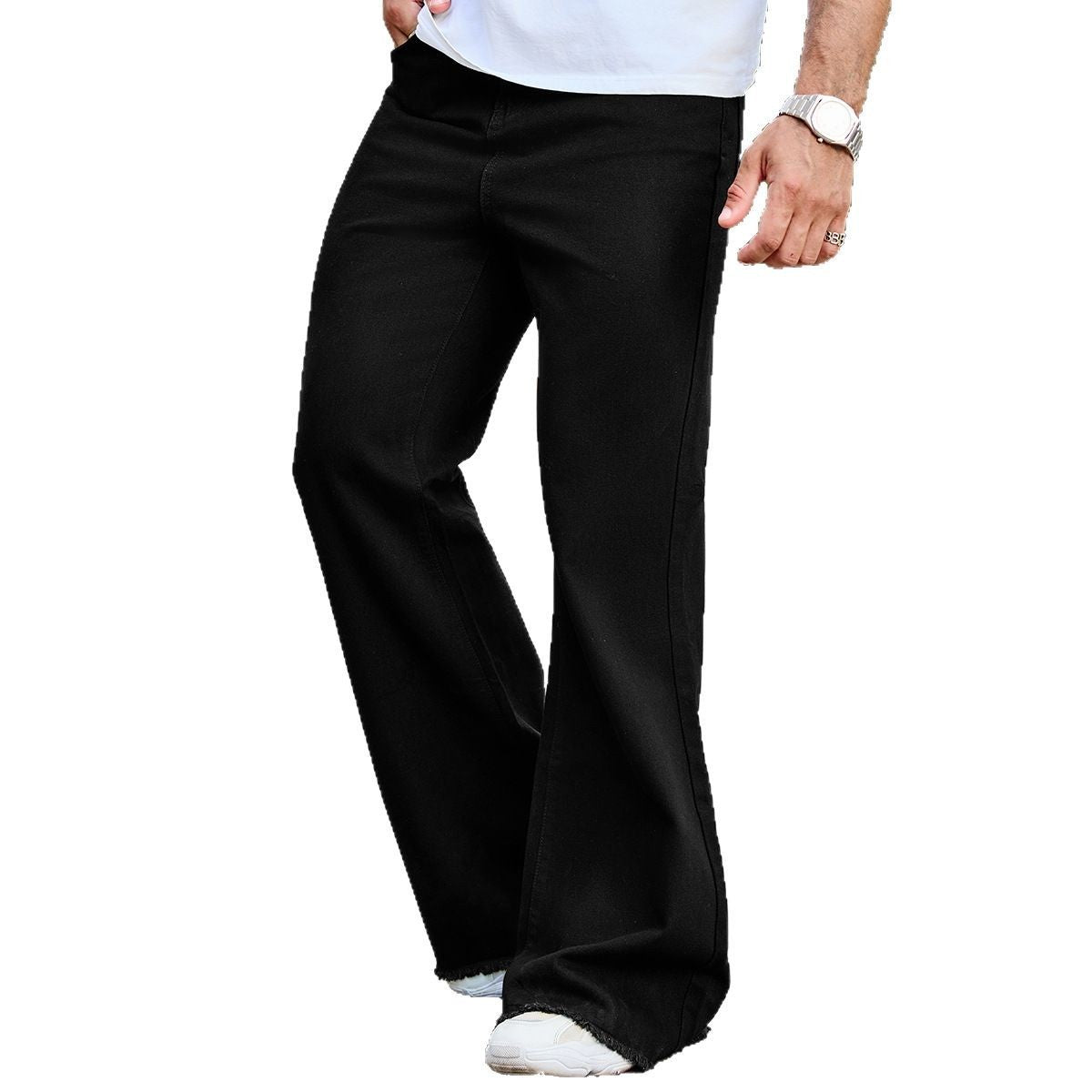 Black High Waist Machete Bootcut Casual Slim Jeans - kinko