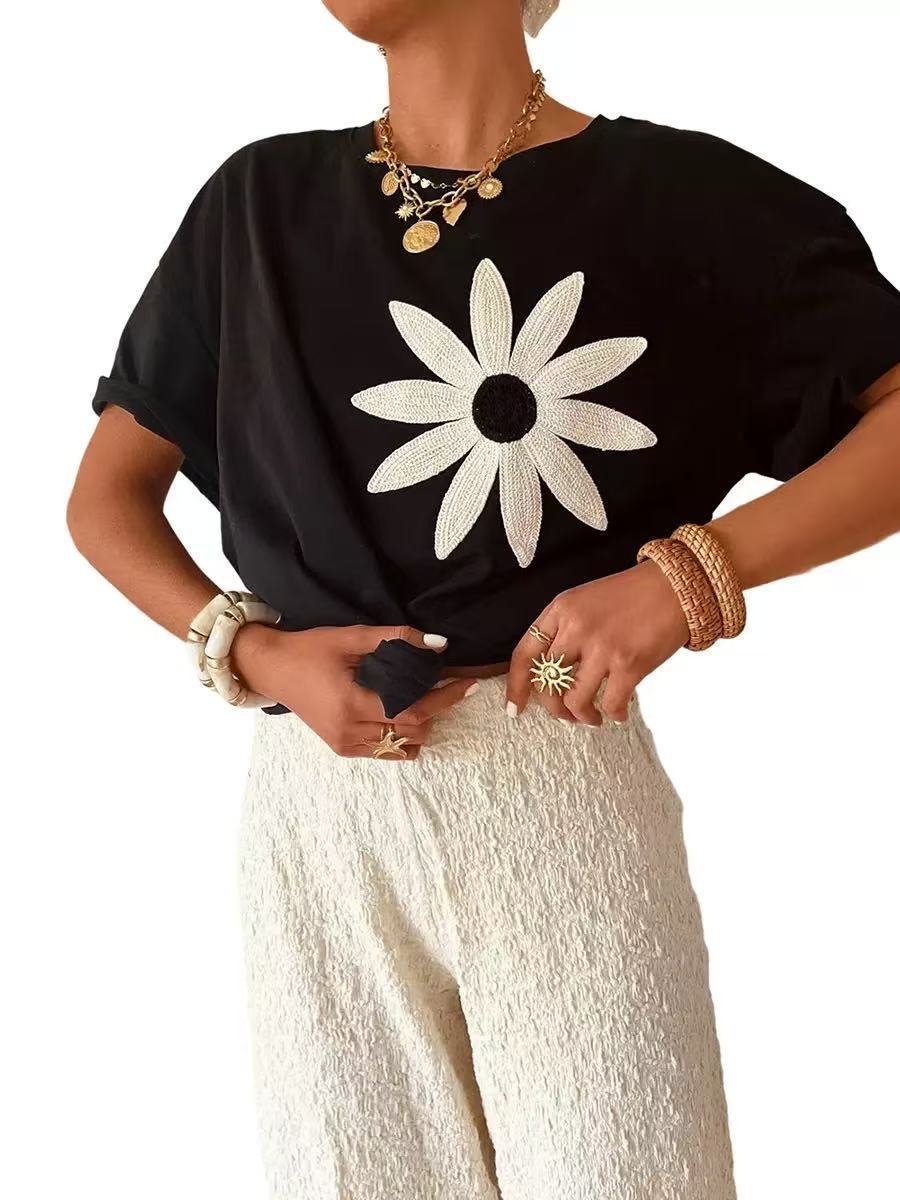 Round Neck Short-sleeved Top Women's - kinko