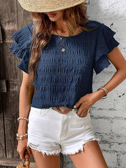 Fashion New Ruffle Sleeve Casual Top For Women - kinko