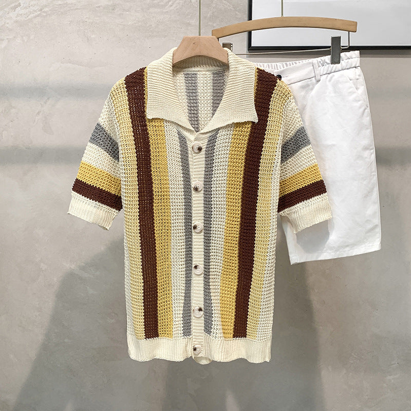 Dopamine Stripe Loose Casual Shirt - kinko