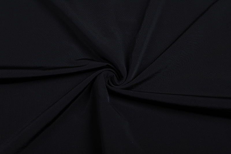 Sexy Backless Black Long Sleeve Hollow Flower Tassel Decoration Dress - kinko