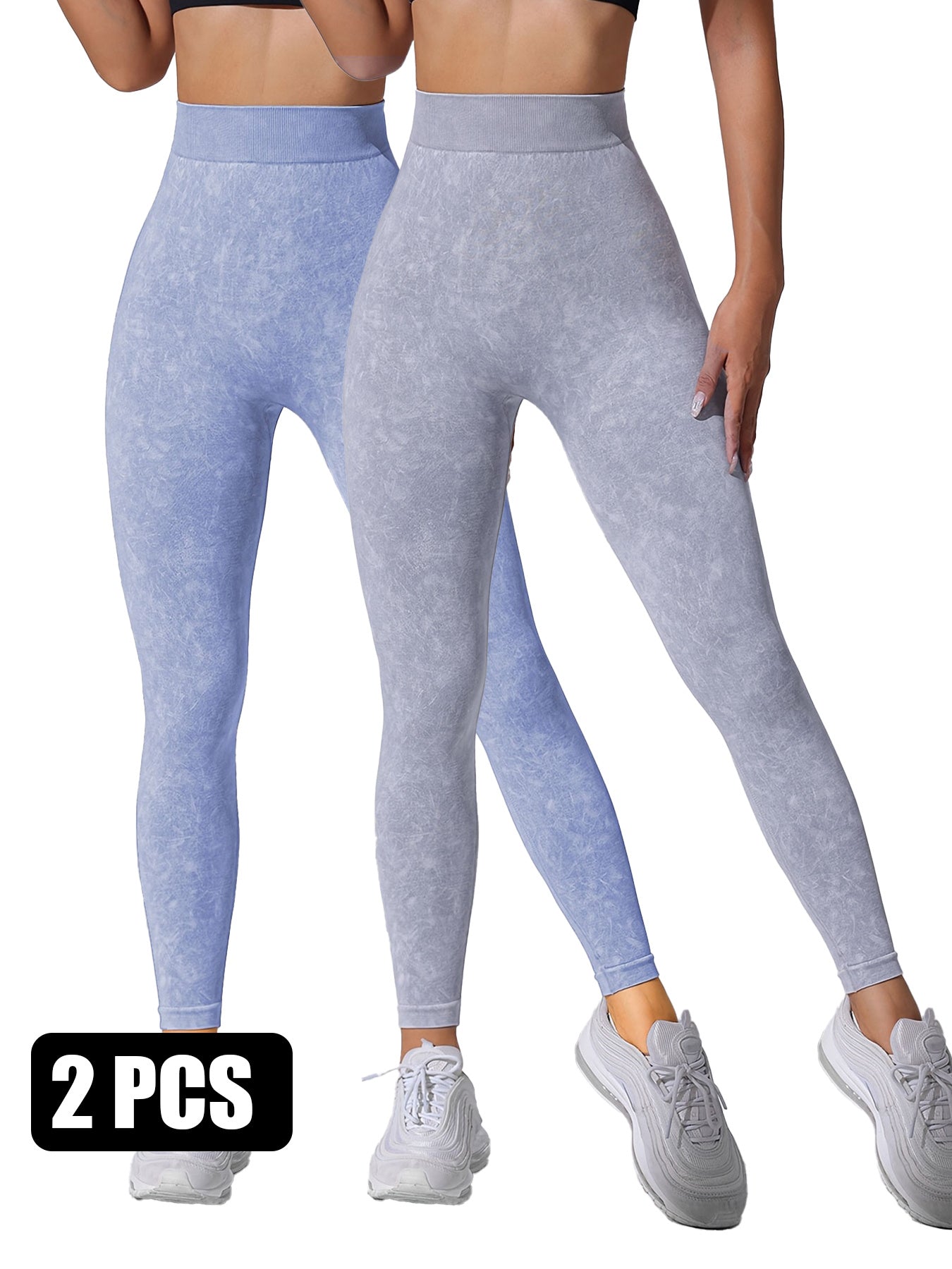 2PACK Sand-washed Seamless Yoga Pants - kinko