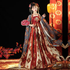 Tang Women's Han Chinese Clothing Recovery Cheko Dress Tang Imperial Concubine Style One-piece Chest Suit - kinko