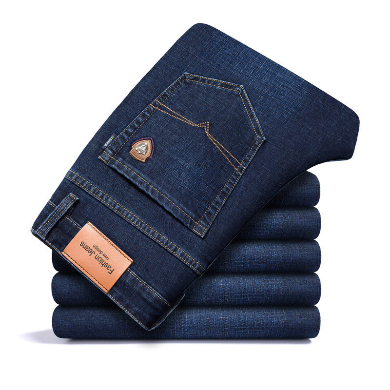Fleece-lined Men's Loose Straight Plus Size Jeans - kinko