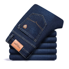 Fleece-lined Men's Loose Straight Plus Size Jeans - kinko