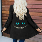 Ladies Printed Pattern Cardigan Fall Winter Casual Cozy Cape Jacket