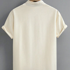Summer Men's Breathable Casual Stand Collar Shirt Solid Color - kinko