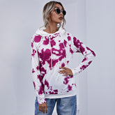 Autumn Women Clothing Contrast Color Tie Dyed Women Pullover round Neck Loose Fitting Women Sweatshirt