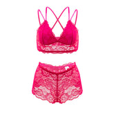 Underwear Women Big Chest Small without Steel Ring French Triangle Cup Breathable Beauty Back More than Bra Set Multi Color Optional
