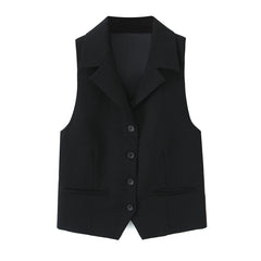 Spring Solid Color Sleeveless Shirt Style Straight Cut Vest Loose Mini Skirt Women - kinko