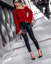 Fall Winter Fashion Round Neck Long Sleeve Off Shoulder