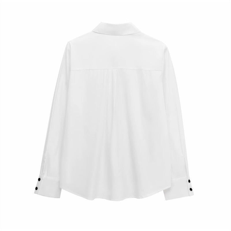 Fashion Women Bowknot Decoration Loose Casual Shirt - kinko