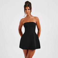 Fashion Tube Dress Summer Solid Color Sasual Backless Slim Short Dresses Party Womens Clothing - kinko