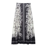 New Summer Design Ethnic Style Floral Print Fluffy Skirt - kinko