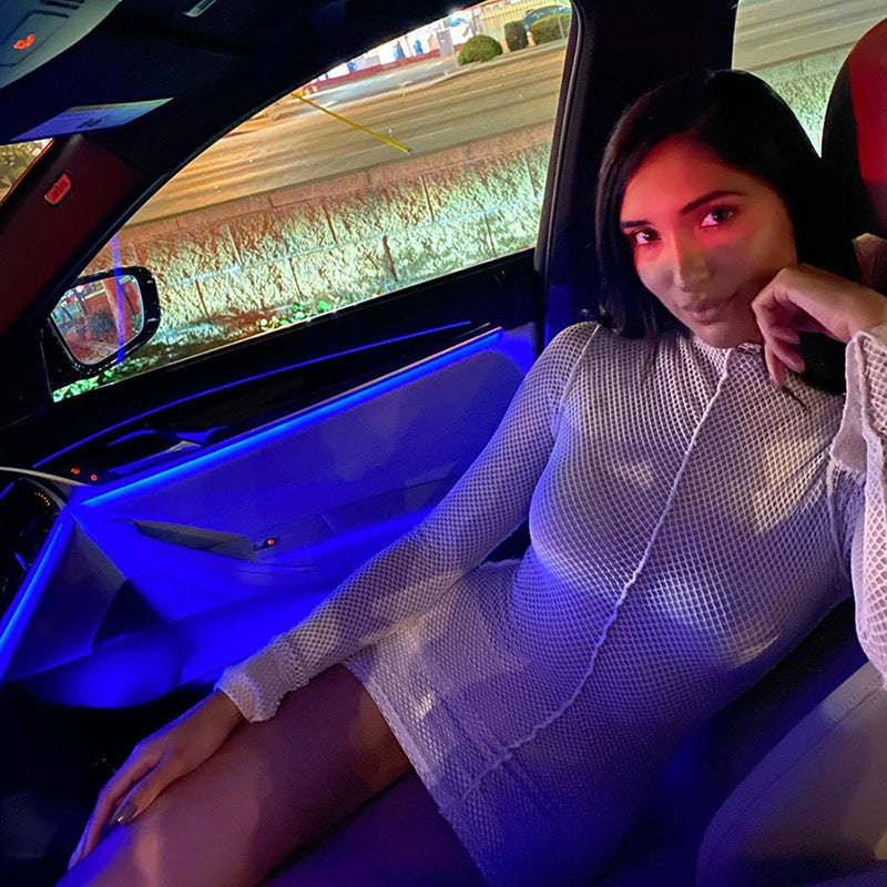 See-Through Dresses With Long Sleeves Cover The Hips - kinko