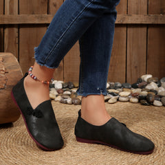 Autumn Flat Casual Shoes Women round Head Soft Noodle Low Cut Loafers
