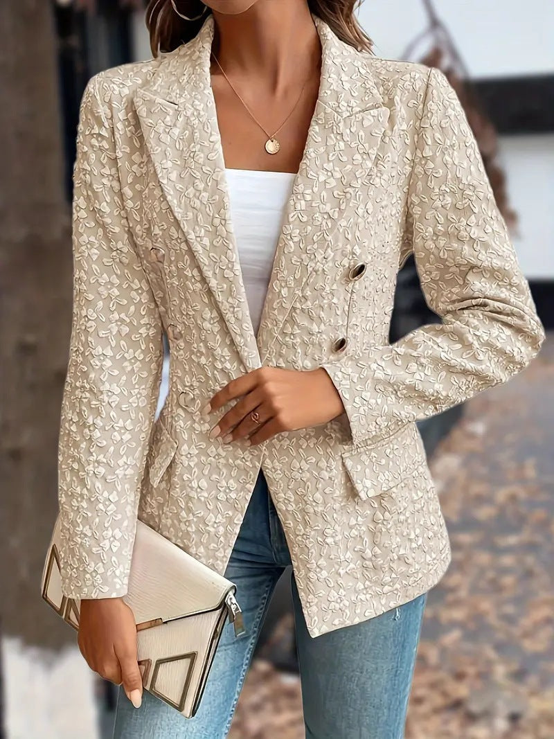 Winter Fashion Temperament Pure Color Double Breasted Blazer Women's Clothing - kinko