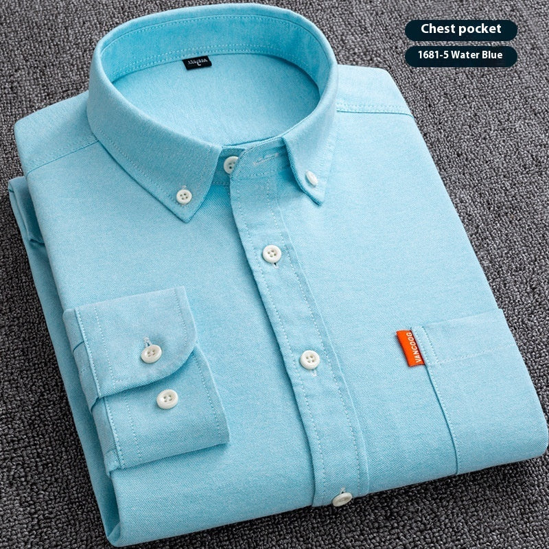 Pure Cotton Washed Oxford Woven Shirts Men - kinko