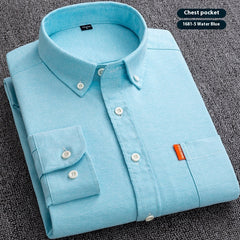 Pure Cotton Washed Oxford Woven Shirts Men - kinko