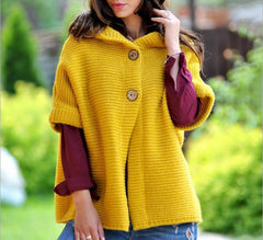 Sweater ladies fall/winter loose knit hooded sweater