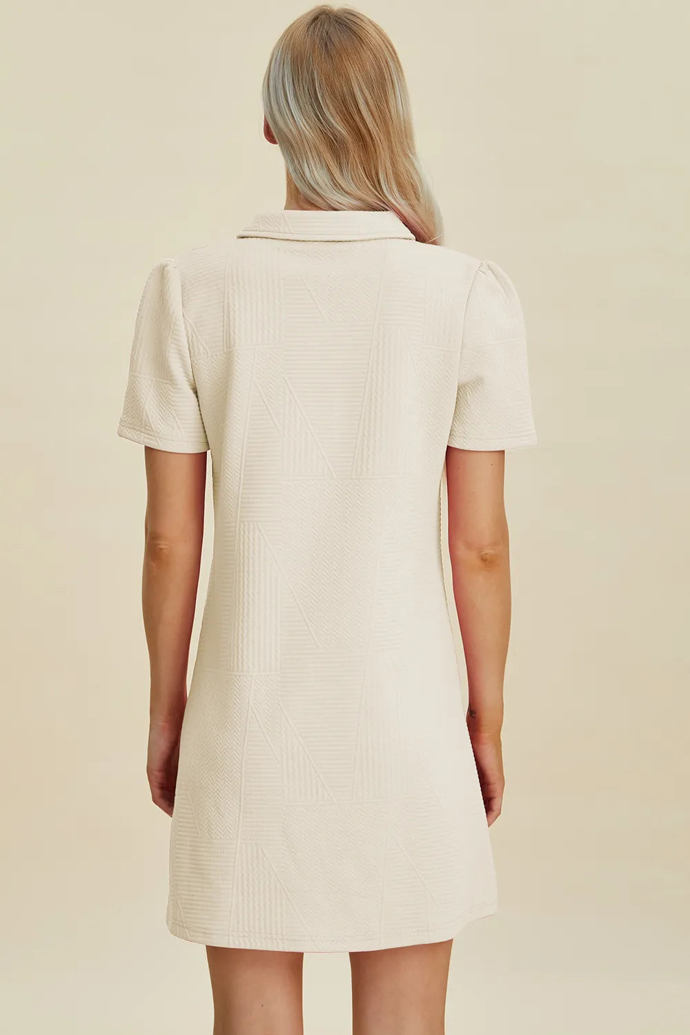 Double Take Full Size Texture Short Sleeve Dress - kinko