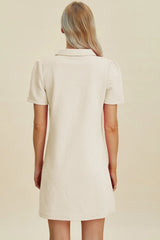 Double Take Full Size Texture Short Sleeve Dress - kinko