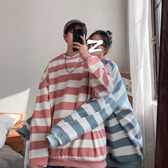 Fall New Loose Casual Striped Sweater Men