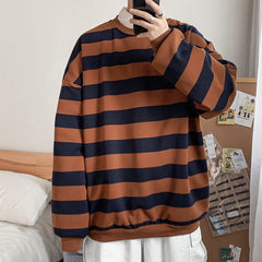 Fall New Loose Casual Striped Sweater Men