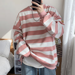Fall New Loose Casual Striped Sweater Men