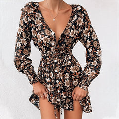 Women Floral Boho Party Dress Sexy Ladies Clothes Dresses - kinko