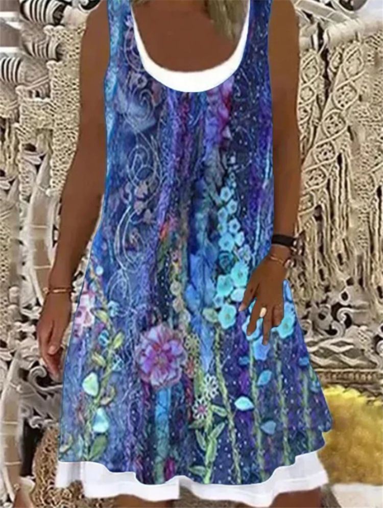 Cotton Casual Floral Short Sleeve Dresses - kinko