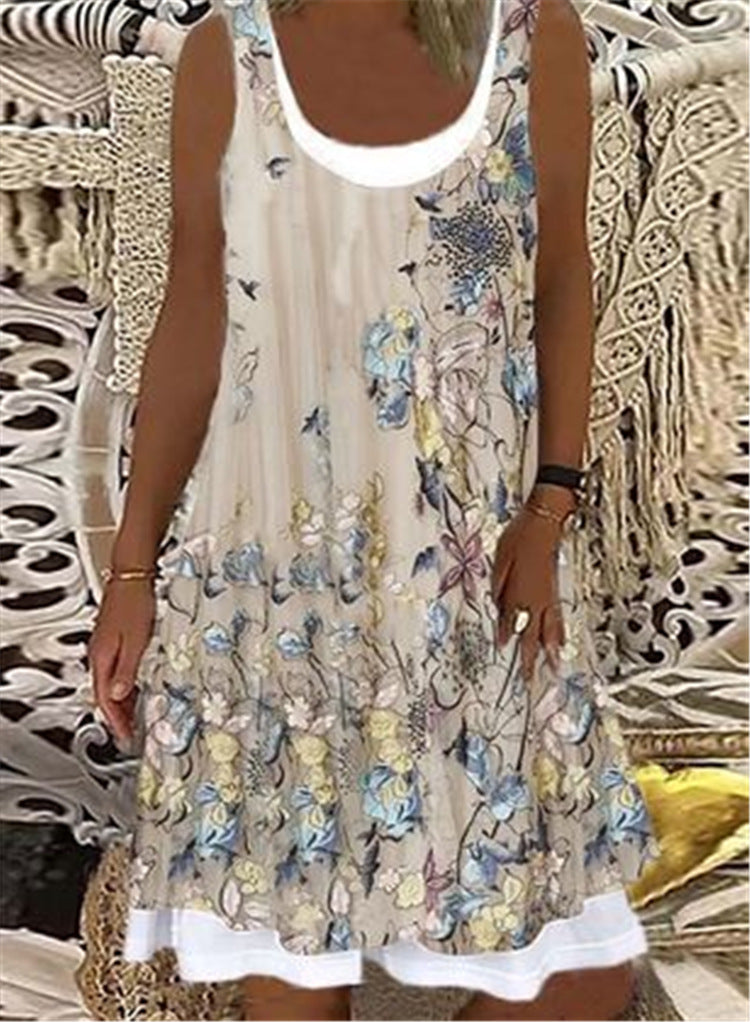 Cotton Casual Floral Short Sleeve Dresses - kinko