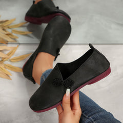 Autumn Flat Casual Shoes Women round Head Soft Noodle Low Cut Loafers