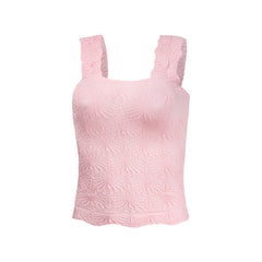 Square Collar Sports Underwear Jacquard Vest - kinko