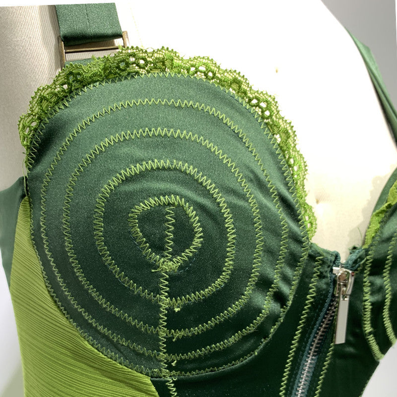 Army Green Sling Slim Temperament Dress - kinko