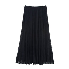 Refined Handmade Lace Jacquard Mesh Skirt Long Dress - kinko