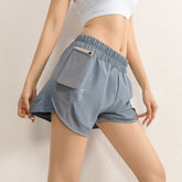 Sports Shorts Women Anti-Exposure Loose Mesh Double Pocket Quick-Drying Running Aerobic Fitness High Waist Outer Shorts - kinko Global Holdings inc
