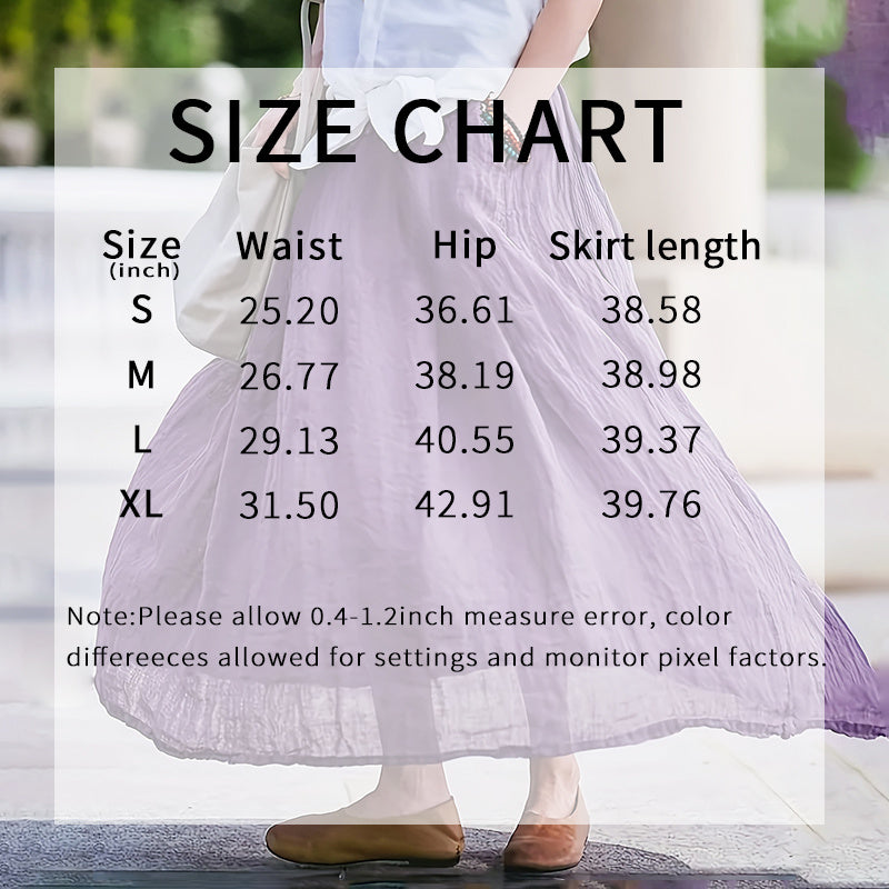 Women Bohemian Beach A-Line Dress Elastic Waist Flowy Long Maxi Skirt With Pockets - kinko