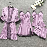 Midnight Charm Sexy Pajamas Summer Sexy Pajamas Four Piece Korean Strap Women Chest Pad