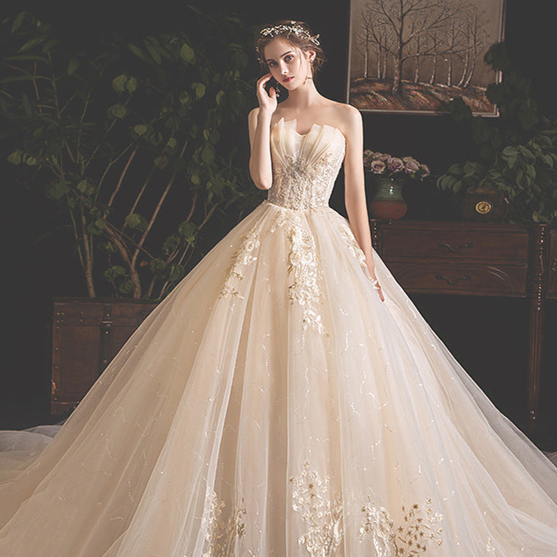 Bride Summer Tube Top Mori Style Trailing Skirt - kinko