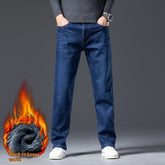 Fleece-lined Men's Loose Straight Plus Size Jeans - kinko