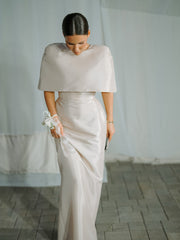 Satin Cape-style Top &Fitted Maxi Dress Set - kinko