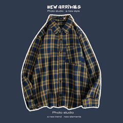 Loose Fashion Personality Men's Retro Plaid Coat - kinko