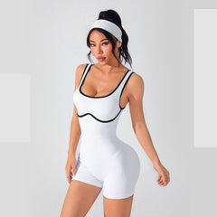 Elastic Contrast Color Yoga Jumpsuit Tight - kinko