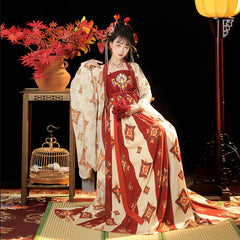 Tang Women's Han Chinese Clothing Recovery Cheko Dress Tang Imperial Concubine Style One-piece Chest Suit - kinko