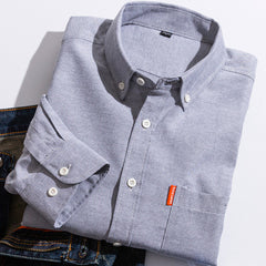 Pure Cotton Washed Oxford Woven Shirts Men - kinko
