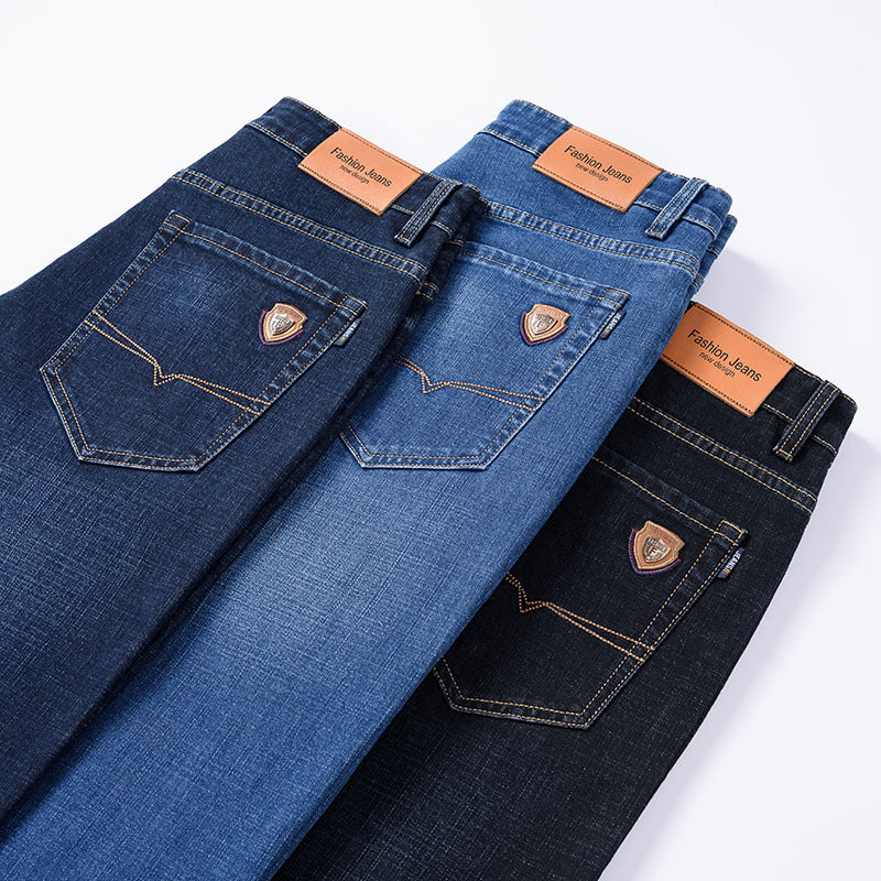 Men's Jeans Straight Loose Elastic Business Trousers - kinko