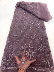 Ribbon Flower Beaded Tulle Lace Fabric Cocktail Party Occasion Evening Dress Embroidered Cloth Lace - kinko