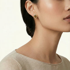 Golden Empress Tiger's Eye Studs - kinko Global Holdings inc