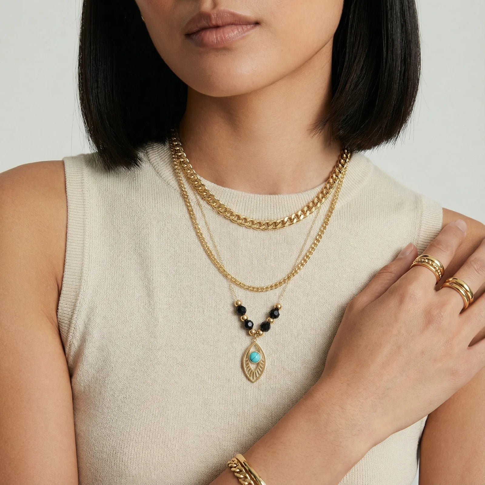 Eye of Serenity Layered Necklace - kinko Global Holdings inc